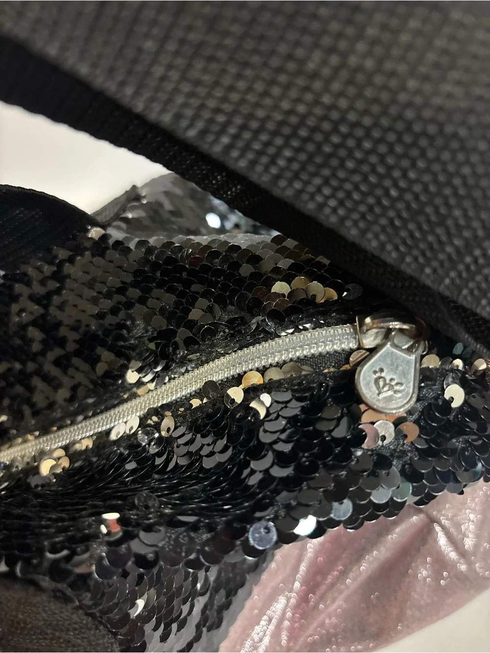 Justice Black Sequin & Light Pink 'Dance' Duffel Bag